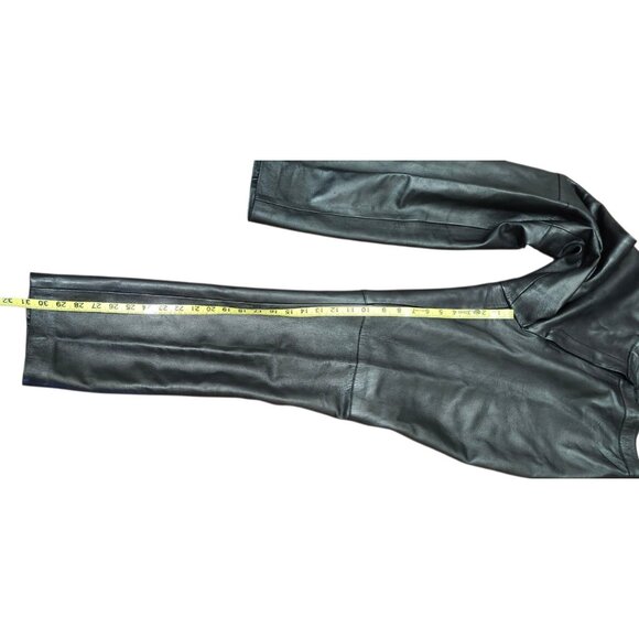 Adrienne Vittadini Pants Womens Shimmery Black Leather High Rise Straight - Picture 10 of 11